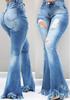Jeans blancos de cintura alta, estilo nuevo, moda cool, rotos desgastados, adelgazantes, con flecos deshilachados, ajustados, de mezclilla, pantalones para mujer