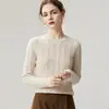Suéter 100% cachemir puro para mujer, cuello redondo, diseño de punto trenzado, nuevo estilo otoño/invierno, top de punto ajustado, perfecto como capa base