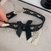 Estilo Dulce y Fresco Encaje Hueco Corazón Lazo Gargantilla Collar Cadena para Clavícula Personalizable