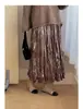 Falda Plisada de Terciopelo Vintage Francés de 3 Colores Brillantes, Falda Acampanada de Otoño N288B