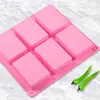 Molde de silicona cuadrado largo de 6 cavidades engrosado, molde para piedra de expansión de pastel, molde para jabón, modelo de jabón hecho a mano, molde para virutas de cera de aromaterapia