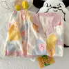 Pijama infantil para meninas, novo modelo verão 2026, algodão nuvem, doce e fino, shorts de manga curta, roupa de casa para crianças maiores