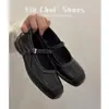 [Estoque Pronto e Enviado em Segundos] Sapatos Mary Jane com Fivela Nariz de Porco de Nicho para Mulheres Sapatos Baixos Versáteis Estilo Francês