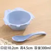 Tazón de Bocadillos de Paja de Trigo Japonés para Niños Vajilla para Bebés Tazón para Comer Anticaída Dibujo Animado Lindo Búho Tazón con Cuchara