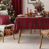 Mantel navideño superventas transfronterizo, decoración de restaurante, arreglo para aparador y zapatero, mantel de cuadros rojos, tela para decoración de mesa de comedor