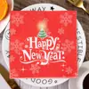 Servilletas Impresas de Año Nuevo Personalizadas Exportación Transfronteriza Decoración Festiva Servilletas de Mesa Servilletas Rojas de Doble Capa Servilletas Cuadradas