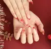 Uñas Portátiles de Navidad Copo de Nieve Amor Brillo Manicura Uñas Postizas Cortas Almendra Mariposa Uñas Largas Europeas y Americanas Venta al por Mayor