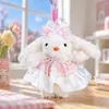 Lindo Llavero de Conejo de Orejas Largas con Vestido de Princesa de Peluche Figura de Muñeca de Dibujos Animados Cosplay Colgante para Bolso de Pareja Pequeño Regalo