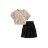 Conjunto de Dos Piezas para Niños Niños Estilo Coreano Verano Moderno 2026 Nuevo Algodón Holgado Manga Corta Conjunto Adelgazante Versátil
