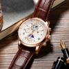 LIGE nuevo 8974 especial transfronterizo tres ojos seis agujas reloj de cuarzo para hombre moda multifuncional reloj impermeable