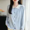 Cárdigan de Punto con Cuello Polo Color Block Estilo Francés para Mujer, Chaqueta Corta con Cordón, Suéter con un Diseño de Moda para 2026
