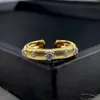 Palacio Retro Europeo y Americano Artesanía Italiana Bucciarasi Anillo para Mujer de Dos Tonos Chapado en Oro Estilo Lujo Accesible con Tallado de Diamantes