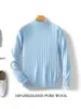 Suéter Gola Alta Meia Masculino Suéter de Lã 2026 Nova Moda Outono e Inverno Camada Base Suéter Tricô Cor Sólida
