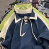Polo de Manga Corta con Cordón para Hombre Verano Delgado Moderno Marca Moda Lass Camiseta de Media Manga para Hombre Ropa Superior Recién Llegado