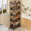 Estante de Almacenamiento para Huecos de Cocina de Pie Multicapa Ultradelgado para Refrigerador Uso Doméstico con Ruedas Estante de Almacenamiento para Artículos Varios de Baño Carrito Pequeño