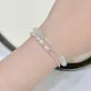 Pulseira de Prata Esterlina S925 Prata Quebrada Cristal Branco Gestover Feminina Nicho Elegante Alto Padrão Luxo Leve Pulseira de Verão