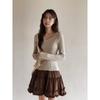 [Yunrou Chuanuan 2.0 Lujoso Lana Tencel] Otoño Geming Cuello V Delgado Camiseta de Punto Base T2984F