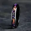 Venda Quente Transfronteiriça Aço Inoxidável Personalizado Moda Opala Venda Quente Anéis de Casal Atacado Preto Roxo Dourado Folha