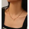 Colar marrom Maillard colar de couro com pedra olho de tigre para mulheres estilo chinês camadas múltiplas colares corrente de clavícula versátil temperamento