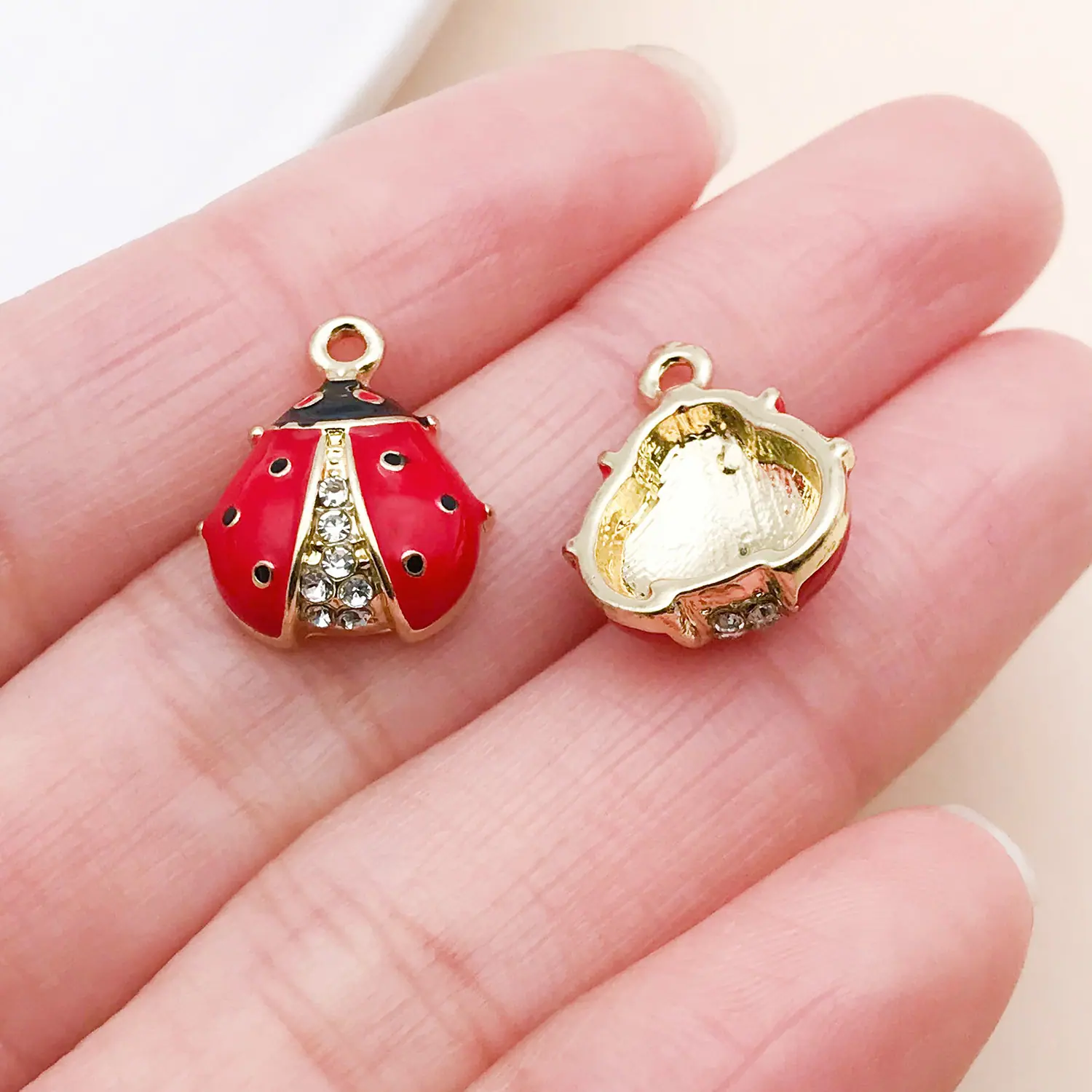 27005-HY2-kc金红色滴油锌合金点钻七星瓢虫昆虫16
