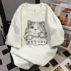 Camiseta de Manga Corta con Estampado Divertido de Verano 2026 para Mujer, Informal Versátil de Corte Holgado, Top Pesado para Pareja