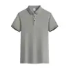 Camisa polo de seda helada con borde de doble costura, camisa publicitaria de manga corta para grupo corporativo con camiseta de trabajo estampada y bordada
