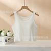 Camisola de verano para mujer, con almohadilla para el pecho, sin costuras, de una pieza, pequeña