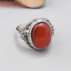 Anel de Prata Esterlina S925 Âmbar Âmbar Sangue Macarrão de Ovo Anel Retro Simples Inlaid Dedo Indicador Anel Vivo Joias Atacado