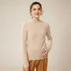 Nuevo Suéter de Cachemir Puro de Montaña Otoño e Invierno Cuello Alto Medio Suéter Pulóver Jacquard para Mujer Suelto Engrosado Camisa Base de Punto