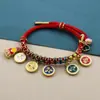 Pulsera de Flor de Durazno de los Cinco Dioses de la Riqueza Estilo Tíbet, Cordón Tejido a Mano Nudo de Flor de Durazno, Pulsera Thangka de Cuerda Multicolor Estilo Étnico
