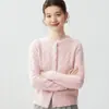 Cardigan de Cachemira Amigable con la Piel con Botones de Perla para Mujer, Tejido de Punto Trenzado, Abrigo Grueso de Suéter 2026 Otoño/Invierno, Prendas de Punto de Cuello Redondo