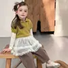 Nueva pieza mágica versátil para niñas: Falda decorativa linda de algodón y malla en capas estilo coreano para niñas pequeñas