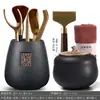 &Frete Grátis Cerimônia do Chá Seis Cavalheiros Combinação Conjunto Completo Acessórios para Conjunto de Chá Kung Fu Colher de Chá de Bambu Pinças Pinças Madeira Maciça
