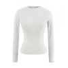 Camiseta alternativa a Skims Kardashian de corte ajustado, cuello redondo, manga larga para mujer, elástica, ceñida, adelgazante, ropa interior, top acanalado de chica hot
