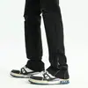 Calça Jeans Sizzler Rasgada Masculina Outono Tendência Simples Solta Reta Lavagem Americana Desgastada Calças Masculinas