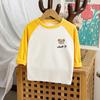 Camiseta básica para niños, camiseta de manga larga con estampado de oso de dibujos animados para niño, linda camiseta coreana para bebé, ropa de otoño para niños