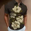 Camisa Polo de Verano de Estilo Nuevo Europeo y Americano Transfronteriza con Cremallera y Estampado 3D, Cuello de Solapa Casual, Manga Corta, Jersey, Ropa Casual
