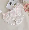 Calcinha Feminina Algodão Fresco Nervurado Renda Cadarço Estilo Japonês Confortável Princesa Estudante Triângulo Menina Fofa Cintura Média