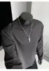 Camiseta de manga larga acanalada con cuello redondo estilo americano para hombre, nueva marca de moda 2026, camiseta básica holgada informal de corte lazy para hombre