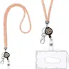 Lanyard retráctil de diamantes de imitación con hebilla de fácil extracción, clip para insignia, cuerda de red de pesca larga de lujo incrustada de diamantes, anti-pérdida, anti-robo