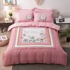 Juego de Cama de Cuatro Piezas de Cachemir Vegetal Suave y Lujoso con Estampado Grande, Duradero y Transpirable, Adecuado para Uso en el Hogar, Cama Matrimonial, Juego de Cama Sencillo y Elegante