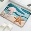 Alfombrillas de Piso de Franela para Baño de Venta Caliente Transfronterizas Alfombrillas de Piso Antideslizantes Absorbentes de Agua para Baño Alfombras Decorativas Marinas para el Hogar