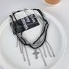 Colar Europeu e Americano Transfronteiriço com Franjas Cruzadas Y2K Menina Picante Cristal Beads Camadas Gargantilha Design de Nicho Acessório