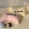 Funda de Almohada Bordada de Algodón Puro Lavado Clase A Estilo Niña con Lazo Funda de Almohada Cuero