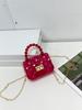 Bolsa de gelatina feminina primavera e verão 2023 bolsa de doces de diamante bolsa de pvc redonda com contas coloridas bolsa infantil portátil bolsa de ombro bolsa transversal