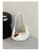 Bolso tipo dumpling retro de pliegues suaves de gran capacidad estilo coreano, bolso de hombro y cruzado versátil y casual con forma de cuerno