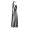 Fabricante Mayorista de Ropa para Mujer Transfronteriza Moda Nueva 2025 Elegante Cuello Halter Sin Mangas Espalda Descubierta Versátil Vestido de Tirantes