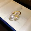 Anel Aberto Flor Zircônia Inlaid Diamante Pérola Luxo Leve Francês Design Moderno Índice Dedo Anel Moda Exquisito Joia de Mão