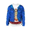 Amazon Caliente Fiesta Navideña Eliminación de Vello del Ombligo Impresión Digital 3D Sudadera de Cuello Redondo Parejas Sudadera