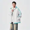 Chaqueta con Capucha de Bloques de Color Nueva para Primavera y Otoño para Hombres y Mujeres, Marca de Moda, Chaqueta Dopamina Elegante y Versátil para Adolescentes